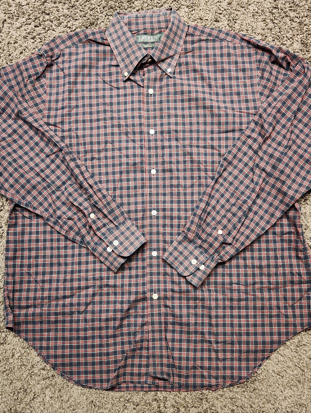 LAUREN Ralph Lauren checkered plaid button-down shirt | Size 17.5